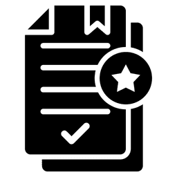 Document with star badge and checkmark